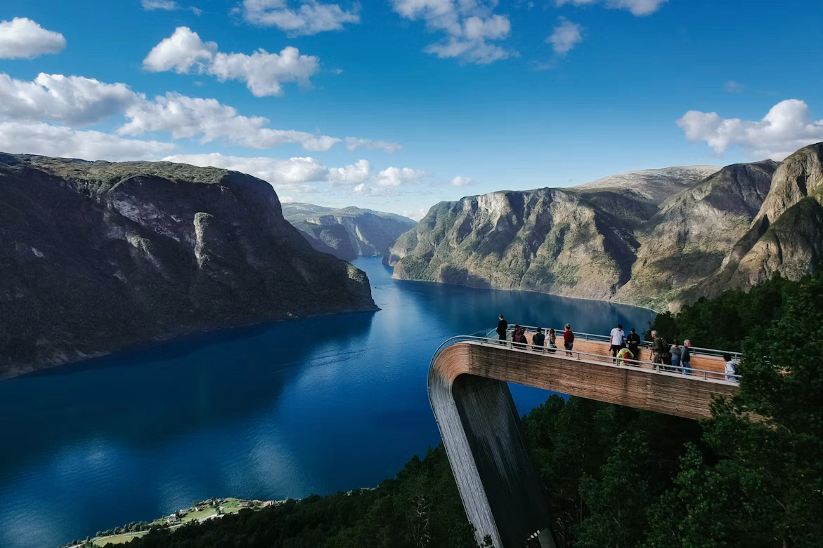 Norway coastal road and bridge scenery