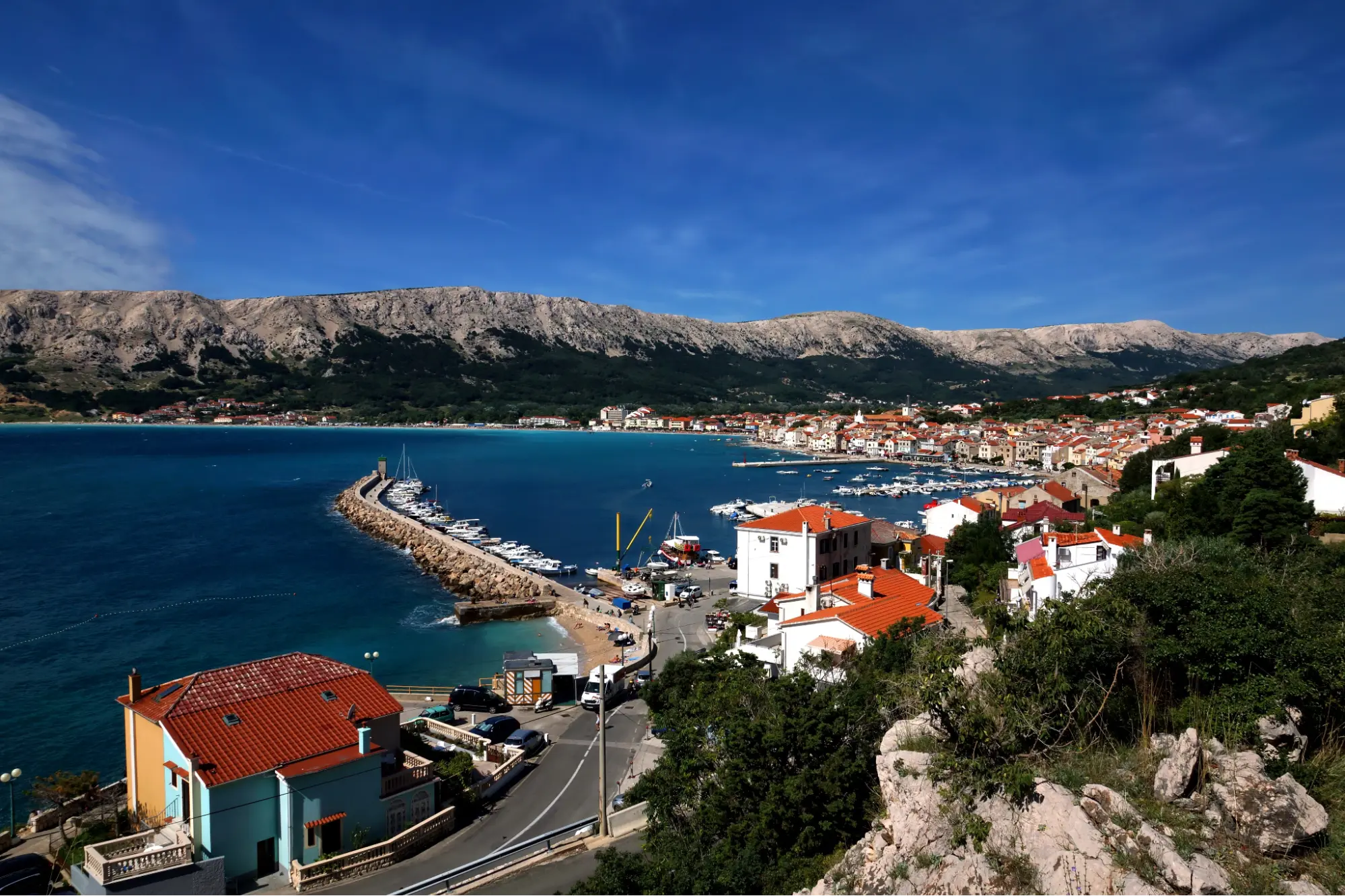 Croatia Adriatic coastline and old town overview