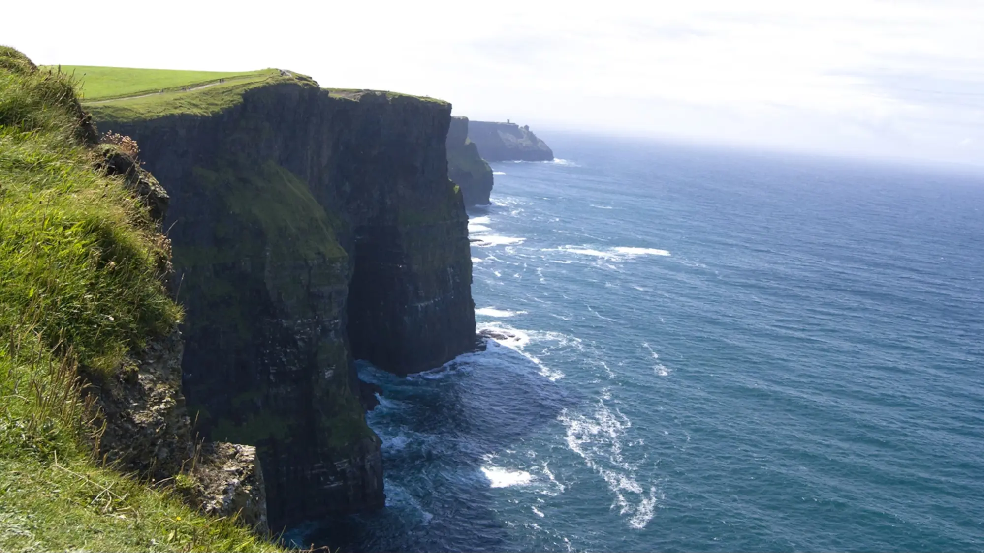 Ireland green countryside and coastal cliffs overview