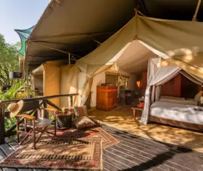 Riverside tents with expansive verandas at Fairmont Masai Mara